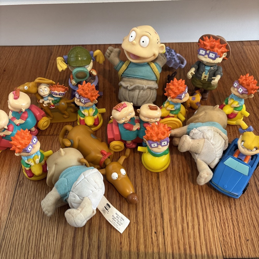 Vintage 90s Rugrats Small Mini Play‎ Toy Plush Doll Set Baby Babies Viacom Set